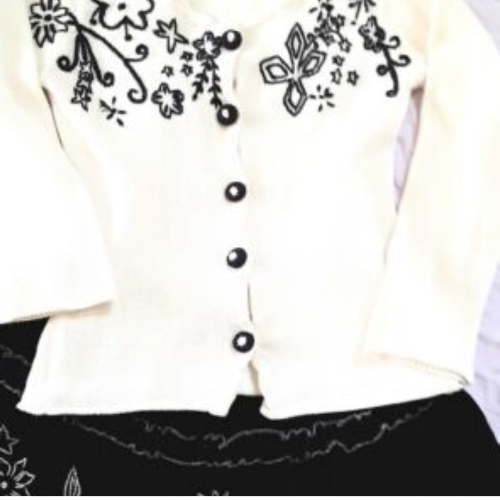 Floral Embroidered Cardigan Skirt Top Designer Set Mim Pi 8